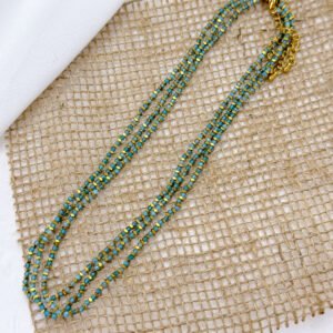 Faceted Apatite Hematite Beaded Necklace Stainless Steel Clasp