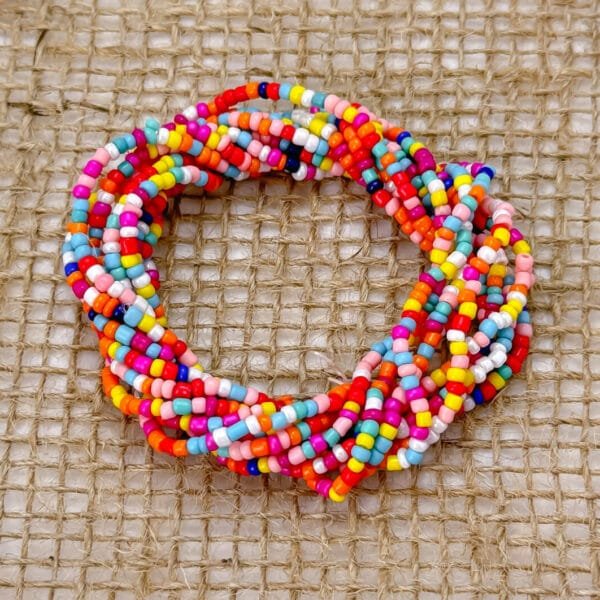 Colorful Plastic Beaded Elastic Bracelet 10-in-1