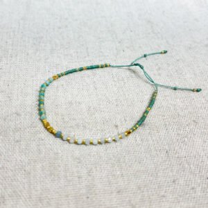 Semi Precious Gemstone Amazonite Beaded Cord Bracelet