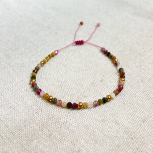 Tourmaline Semi Precious Gemstone Beaded Cord Bracelet