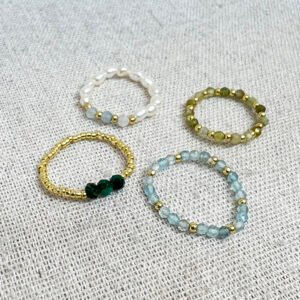 Semi Precious Gemstone Pearl Beaded Ring