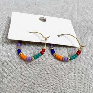 Colorful Glass Beaded Hoop Earrings