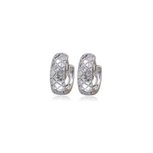 Matelasse Mini Huggies CZ Stainless Steel Hoop Earrings