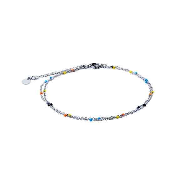 Enamel O Chain Stainless Steel Necklace Rainbow White Black - Image 2