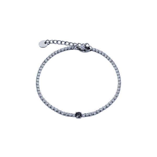 Round CZ Rhinestone Chain Stainless Steel Bracelet