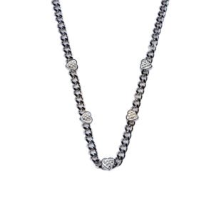 Multi Hearts Crystal Pave Stainless Steel Necklace