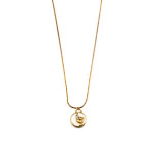 Enamel Zodiac Leo Double Sided Pendant Steel Necklace