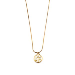 Enamel Zodiac Libra Double Sided Pendant Steel Necklace