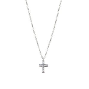 Cross Pendant Crystal Pave Stainless Steel Necklace