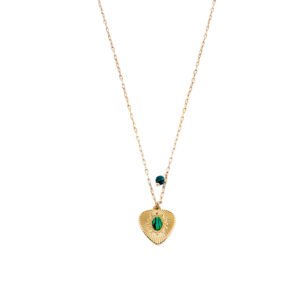 Malachite Heart Pendant Stainless Steel Necklace