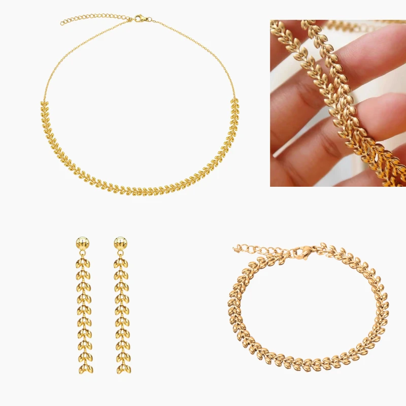 leaf chain jewelry set